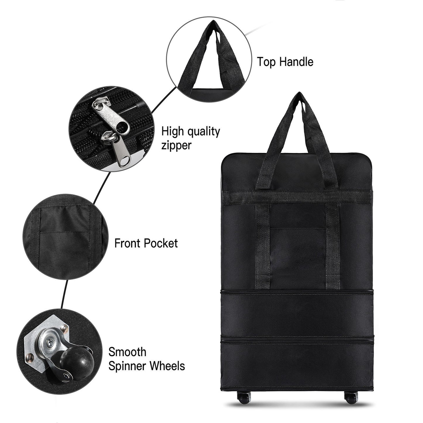 Expandable Foldable Suitcase Collapsible Rolling Travel Luggage Bag for Men Women