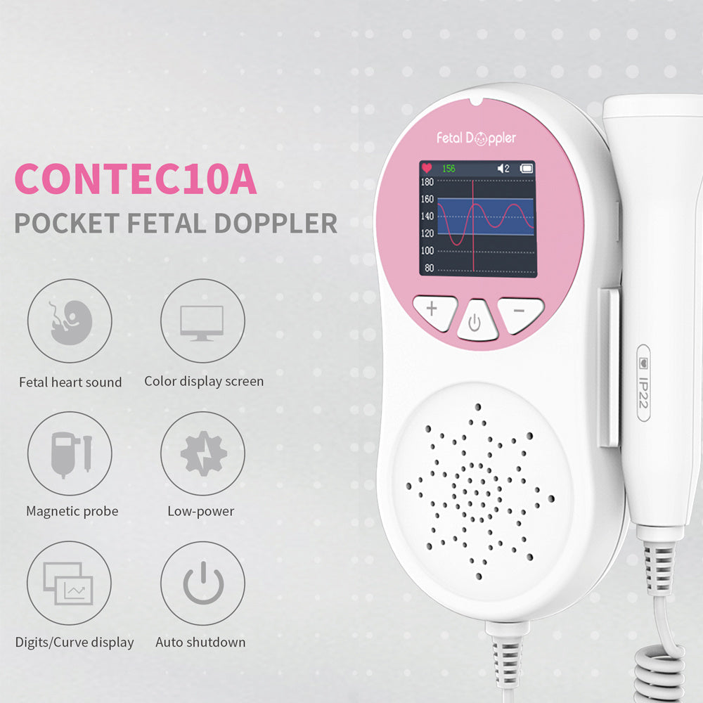 Fetal Doppler Baby Heartbeat Detector Portable Pregnant Baby Ultrasound Heart Rate Monitor Pocket LCD Doppler Stethoscope 3Mhz Probe With Gel