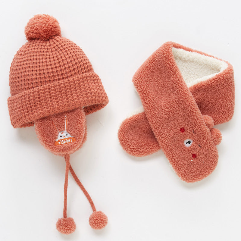 Children's Fleece Warm Hat And Scarf Set