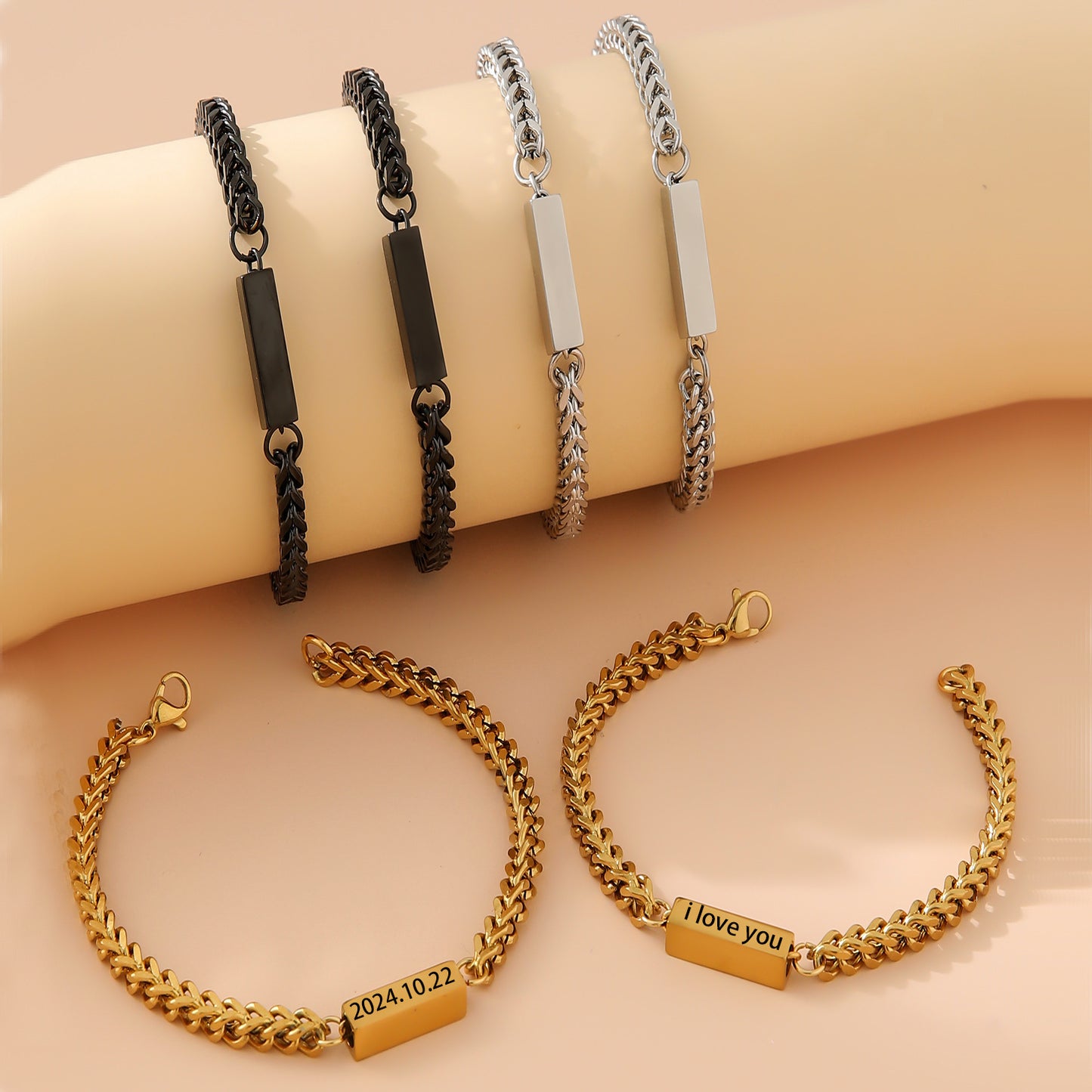 Stainless Steel Vacuum Plating 18K Gold Bracelet