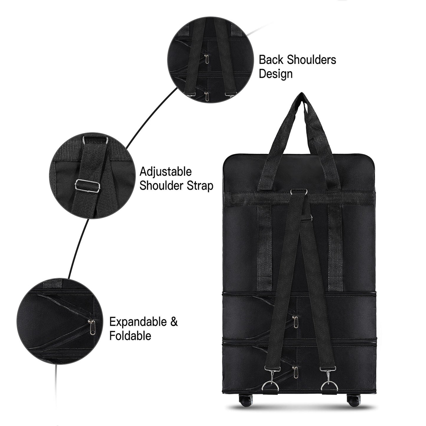 Expandable Foldable Suitcase Collapsible Rolling Travel Luggage Bag for Men Women