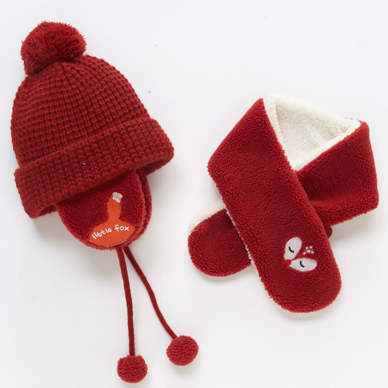 Children's Fleece Warm Hat And Scarf Set